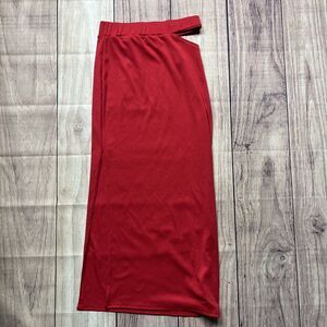 NWT!! Missguided Cut Out Ribbed MIDI‎ Skirt Red Women's Size 2 Stretch